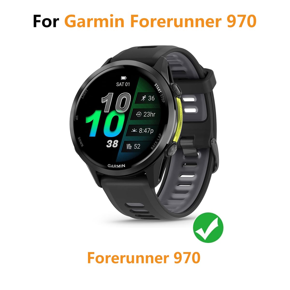 Image secondaire de HOMTERN Coque pour Garmin Forerunner 970 47 mm, coque de protection en silicone souple, résistante aux chocs, aux rayures et aux