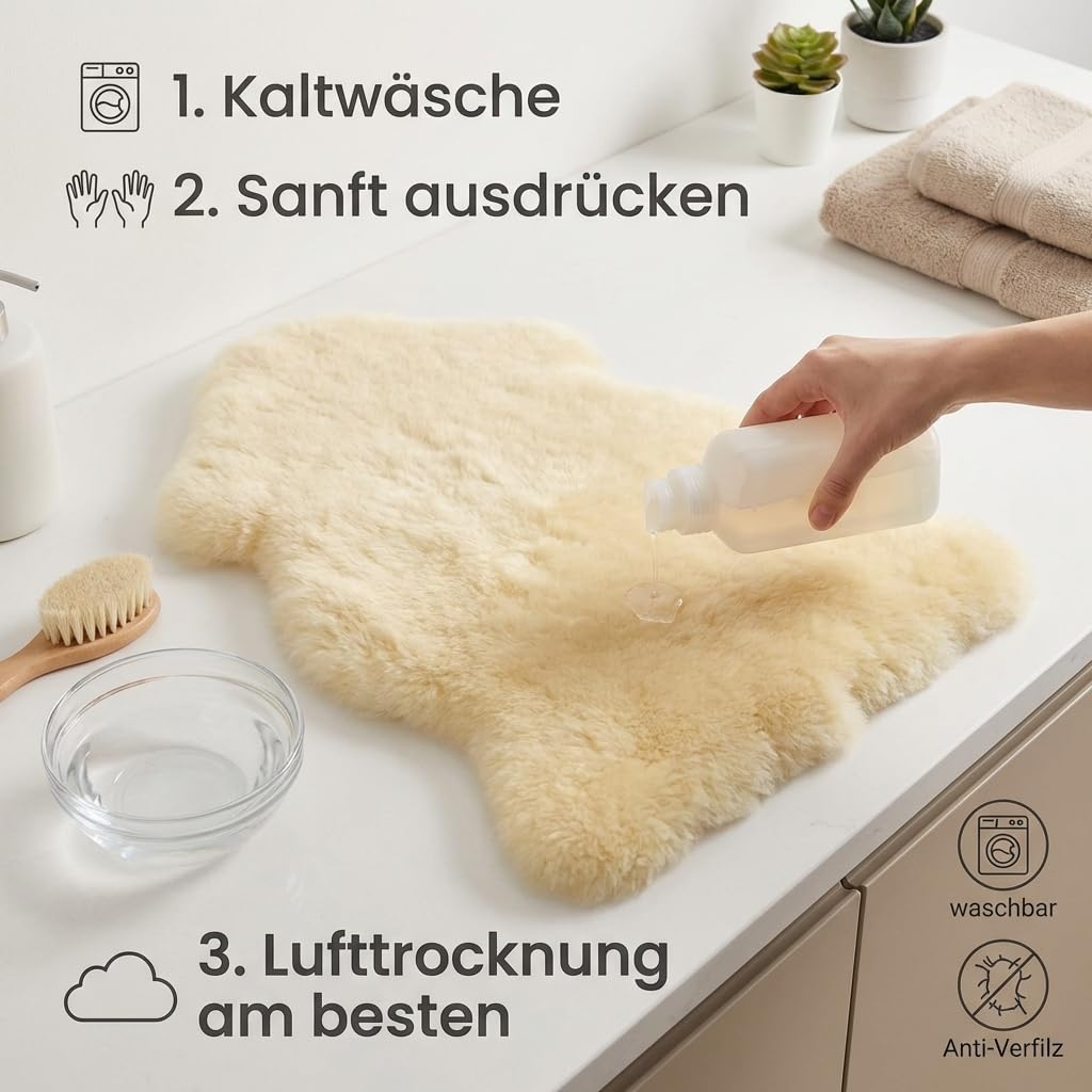 Echt Merino Lammfell 80 cm – Baby Lammfell für Kinderwagen, Buggy & Teppich – superweich, waschbar, schadstoffgeprüft, chromfrei