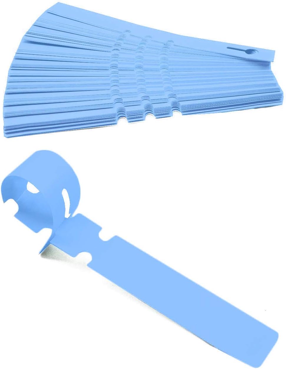 Pack of 100 labelling tapes, labels, plant labelling, trees, shrubs, weatherproof, with loop for attachment, can be written on, plastic 21 x 2 cm, blue