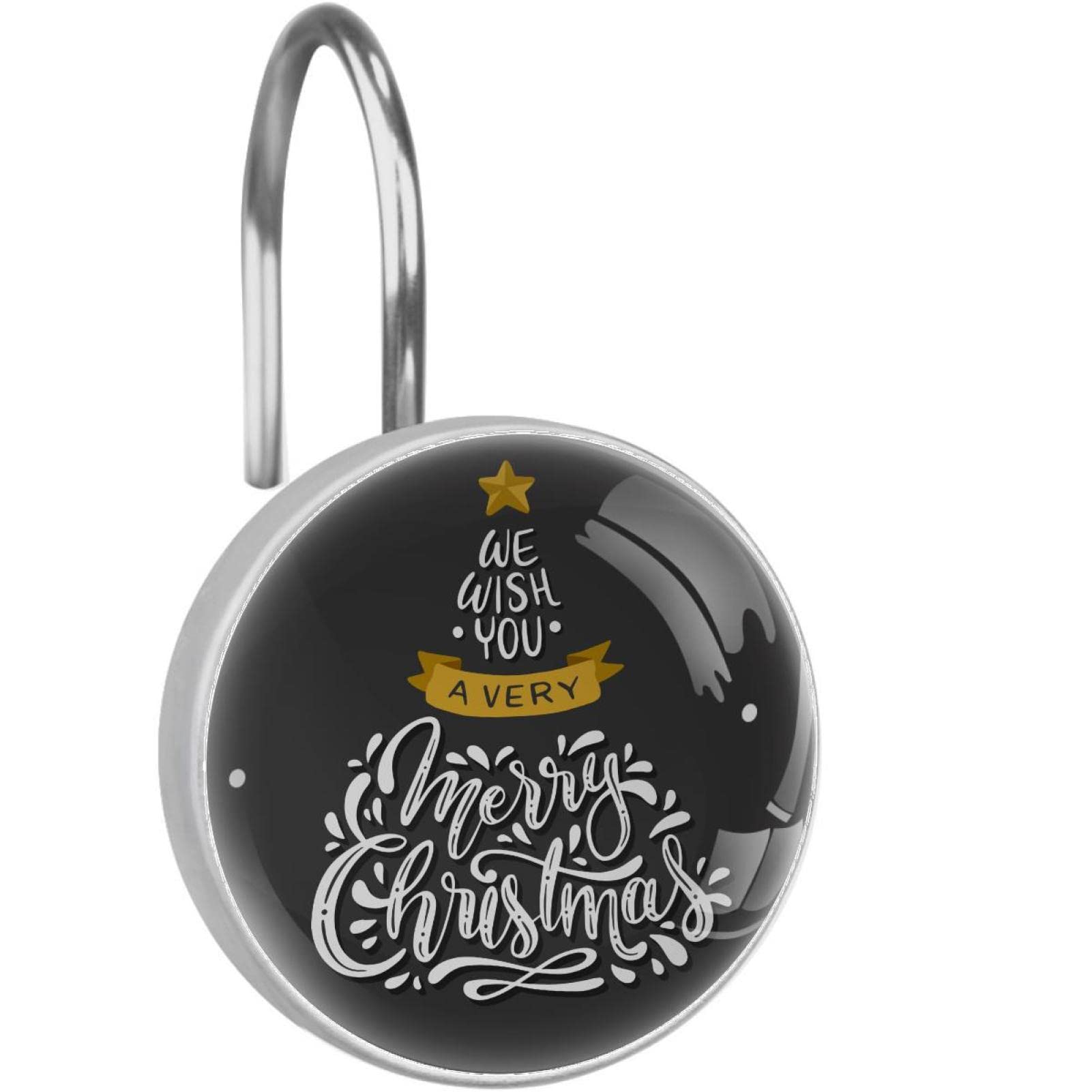 Anneaux de rideau de douche en acier inoxydable durable avec décors de Noël élégants pour bain