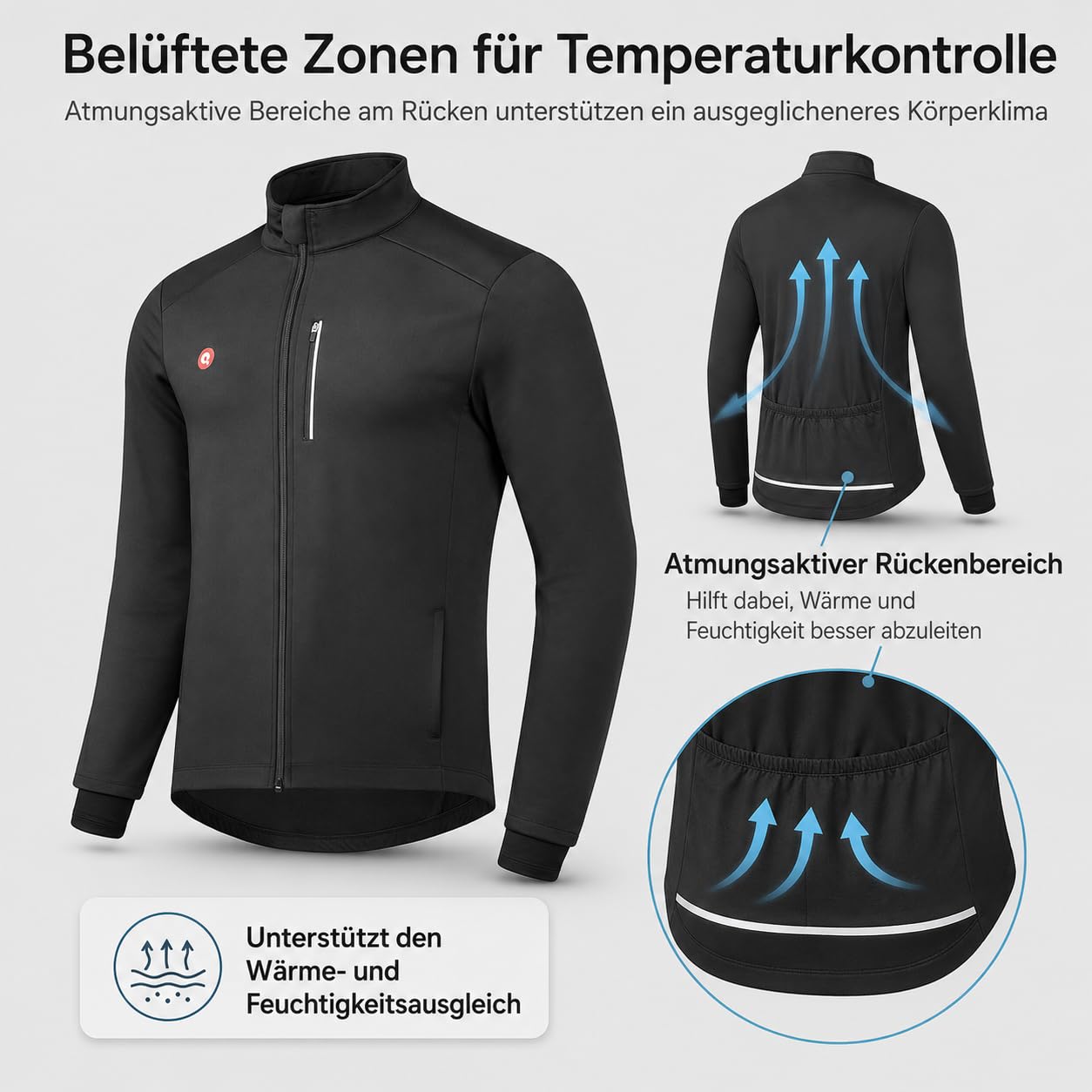 Przewalski Fahrradjacke Herren Winter Softshell Winddicht Reflektierend