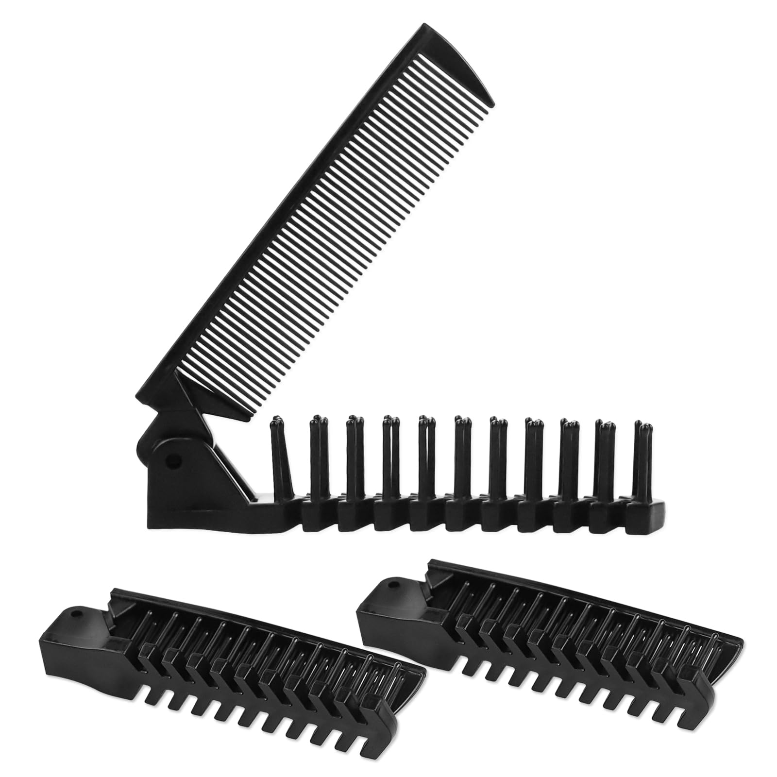 HQSLsund Foldable Double-Headed Pocket Hair Combs, Black