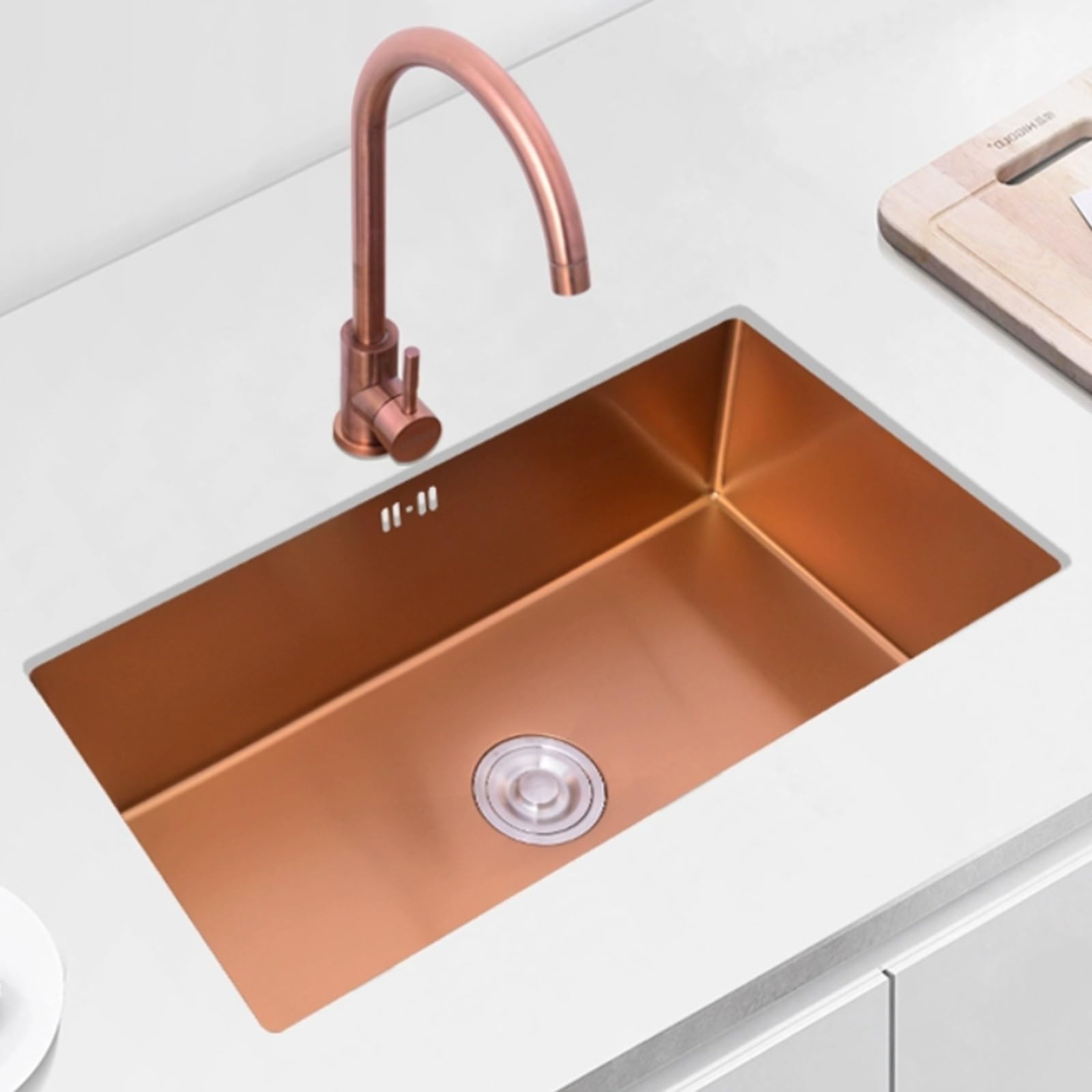 WIQUYBML Stainless Steel Kitchen Sink – Single Bowl, On-Stage/Off-Stage Installation, New Home Decoration Vegetable Washing Pool with Accessories for Bathroom(45 * 45 21cm)