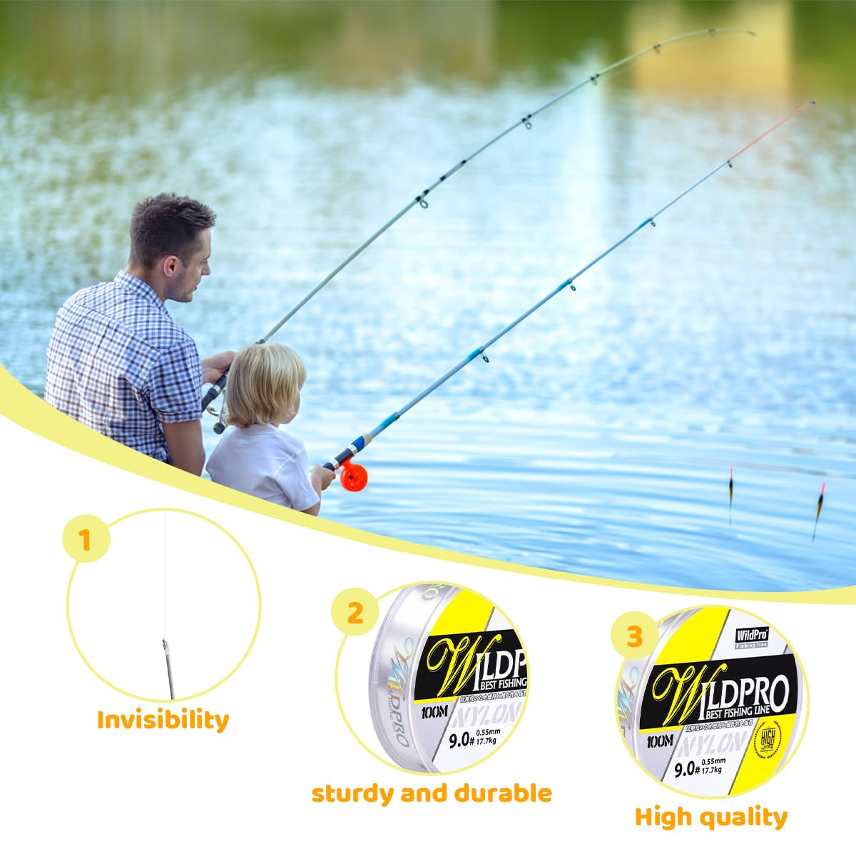 Fishing Line, 2PCS Strong Nylon Fishing Wire, 0.55MM 100M Each