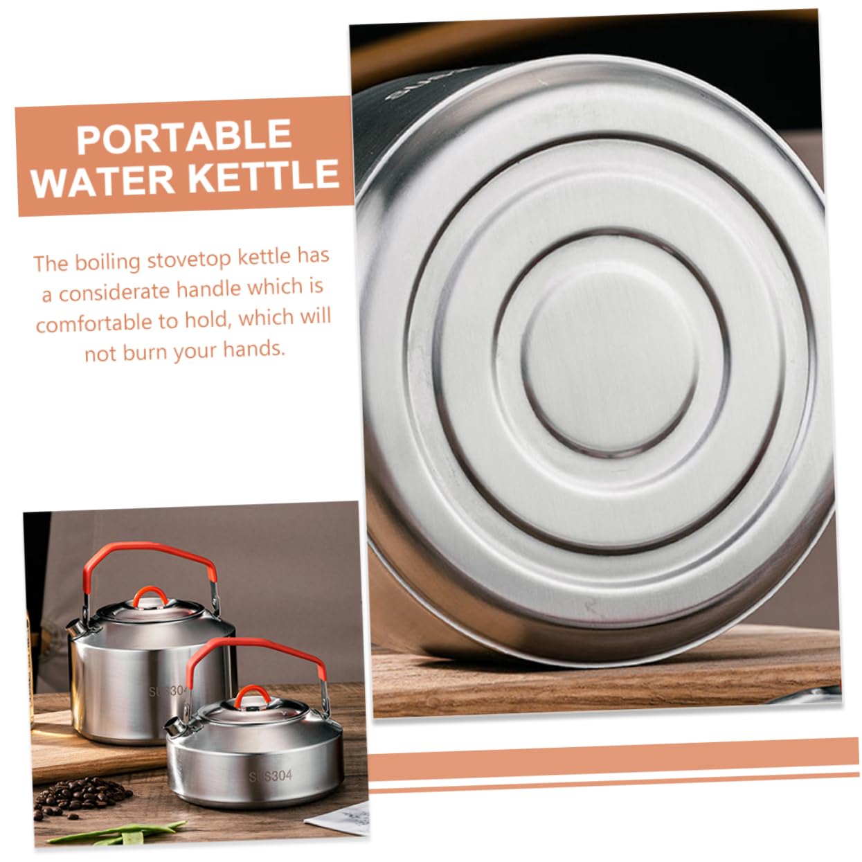 GRIRIW Outdoor Tea Kettle Stainless Steel Mini Water Kettle Camping Portable Stovetop Camping Cookware