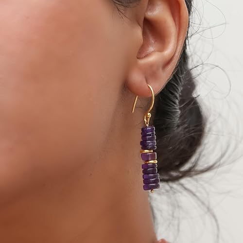 Miniatura 5 de Gempires Natural Tiendaite Heishi Beads With Spacers Earring, Healing Crystals, Gift for Her, Handmade Jewelry (Tiendaite)