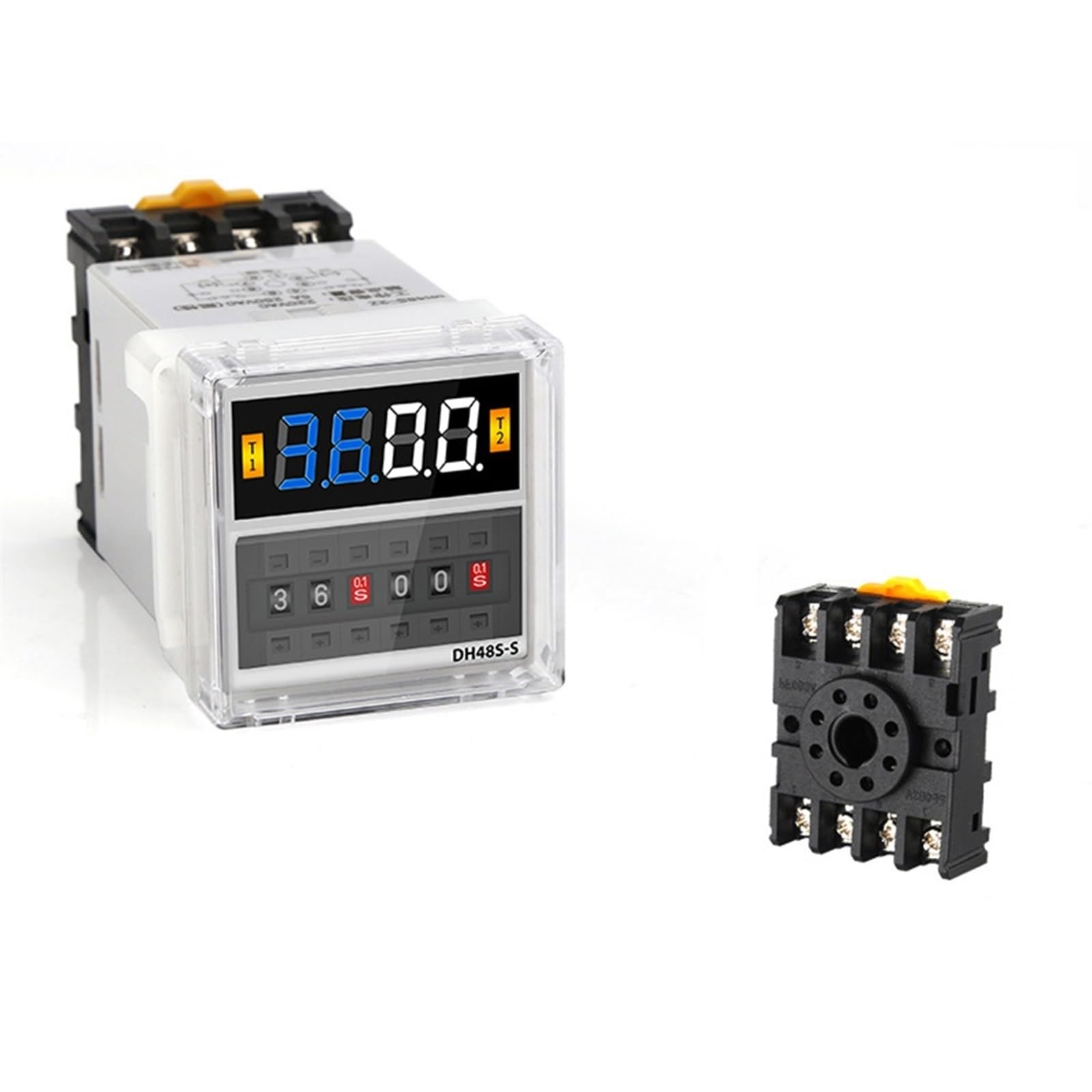 AC220V AC/DC24V AC/DC12V Digital Display Loop Delay Controller Relè temporizzato Relè interruttore temporizzato con base presa DH48S Din Rail(AC DC 220V)