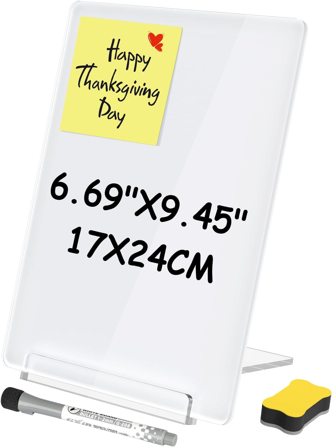 Quartet Glass Desktop Notepad, 9" x 6", Whiteboard, Dry Erase Surface, Marble/White
