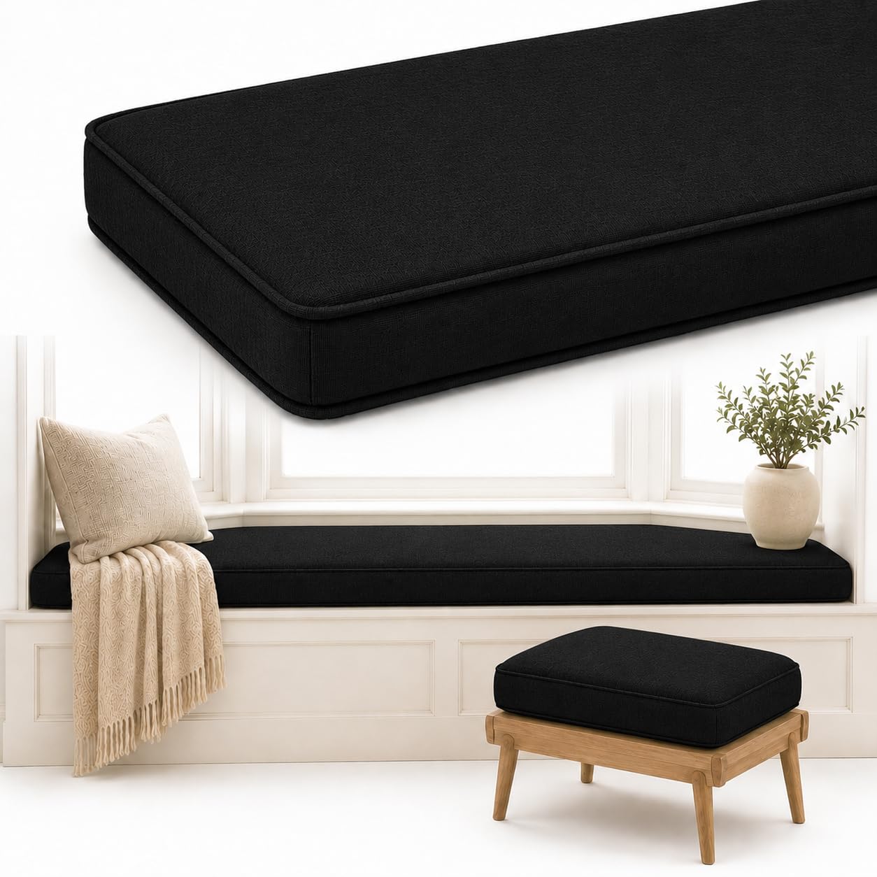 AZMAHT Window Seat Cushion, Non-Slip Indoor Bench Pad