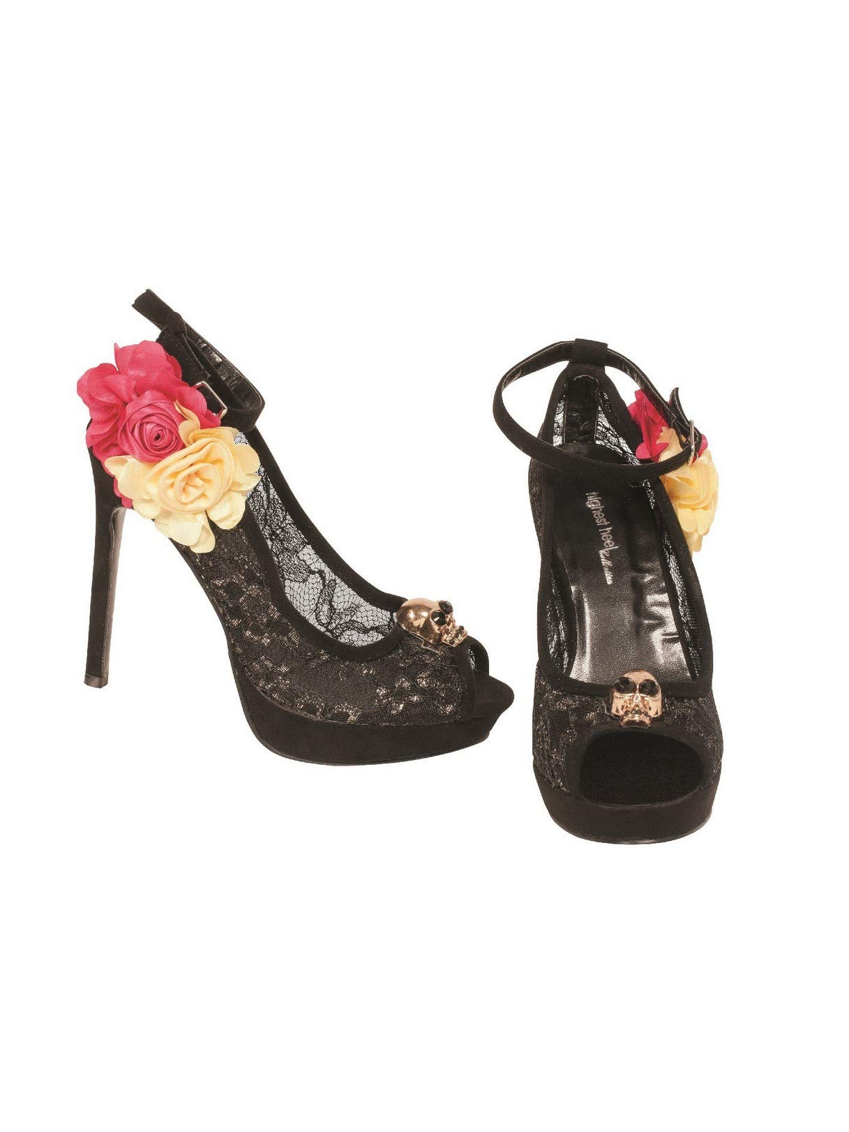 The Highest HeelUnisex Day of Dead Lace Pump with Ankle Strap
