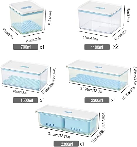Miniatura 2 de Lille Home - Organizador de contenedores de almacenamiento apilables con bandeja de drenaje extraíble, para refrigeradores, gabinetes, encimeras y