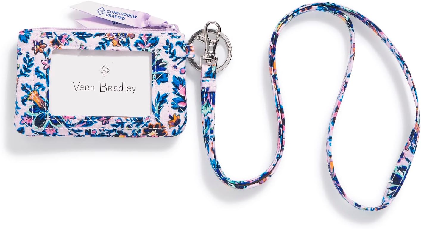 Women's Cotton Zip ID Case and Lanyard Combo