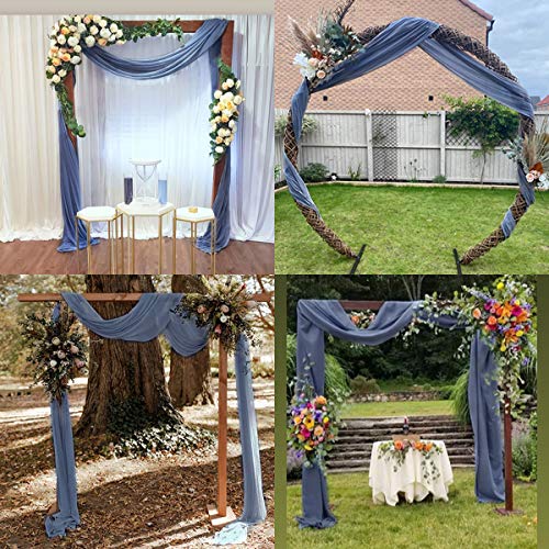 Image of Socomi Wedding Arch Draping Fabric 3 Panels 29 inch x 19Ft Dusty Blue Sheer Chiffon Curtain Drapes 6 Yards for Wedding Ceremony Birthday Party Decoration