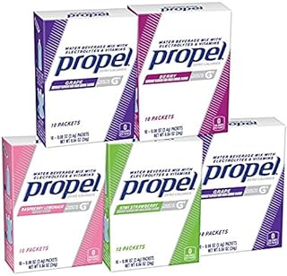 Propel Water Beverage Powder Mix with Electrolytes and Vitamins, Variety Pack, .08 Ounce Packets, 50 Count