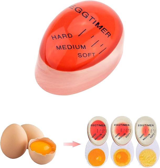 Egg Timers for Boiling Eggs, Heat Sensitive Egg Shaped Boiled Perfect Gadget, Reusable Color Changing Egg Timer, Great for Soft, Medium and Hard Boiled Eggs, Kitchen Tool and Home Gift