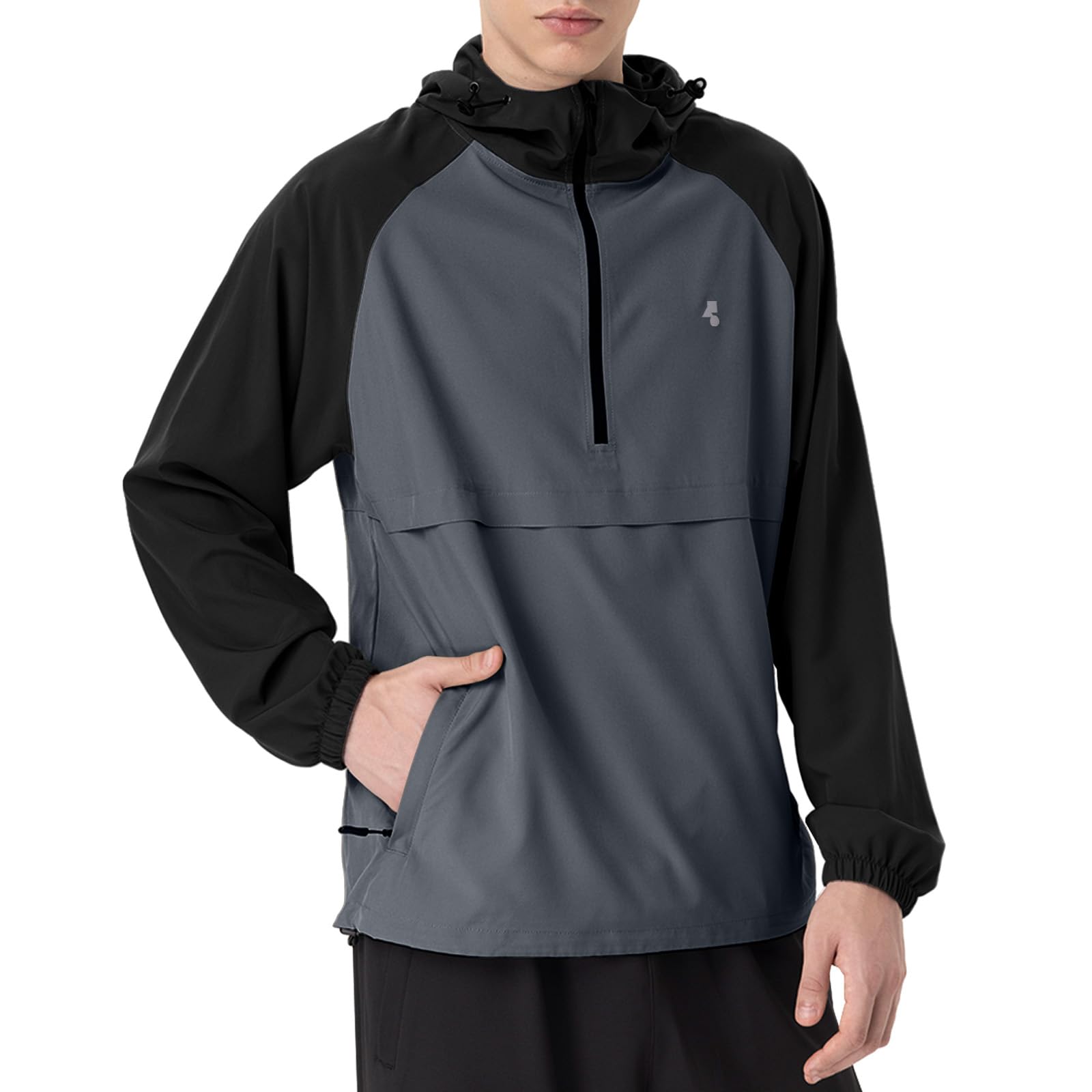 MAISON MISFITS 15Mens Summer Jacket Lightweight Sun Protection Windbreaker Fishing Hoodie UPF 50+ 1/2 Z ip Pullover UPF=194