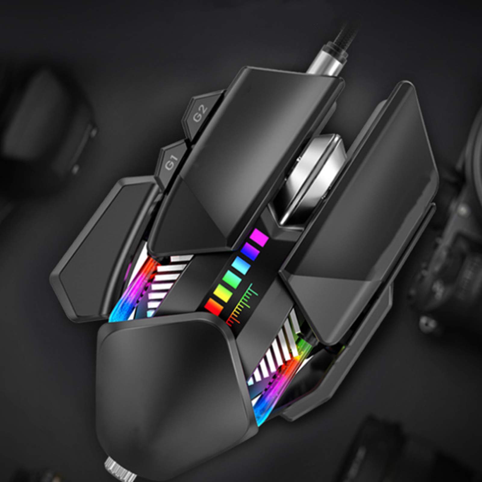 Acouto Mysz Mechaniczna Ergonomiczna Mysz do Gier Regulowany Ogon Przewodowe Materiały Komputerowe 4000 DPI z Zadziwiającym Milionem Wybranych 16 8 Kolorów Pistoletu Be Mechanical MouseErgonomia