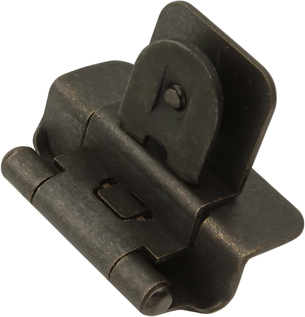 Hickory Hardware P5312-BI Double Demountable Hinge - 1/4 Inch overlay, 3/8 Inch inset Self-Closing Feature with 170° Opening Face Frame - Screwless Mounting Cabinet Black Iron Finish 1 Pair