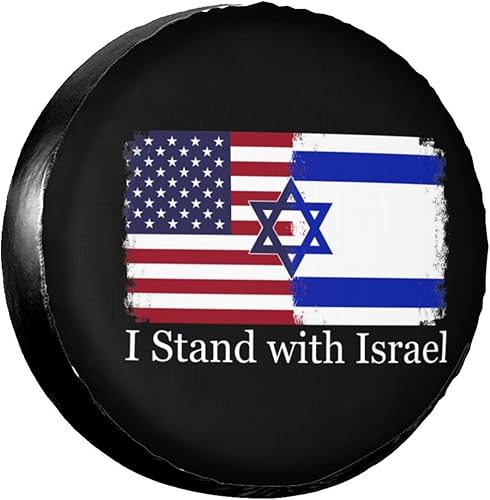Funda para neumático de repuesto I Stand con bandera de Israel para remolques, protectores de rueda resistentes a la intemperie, ajuste universal