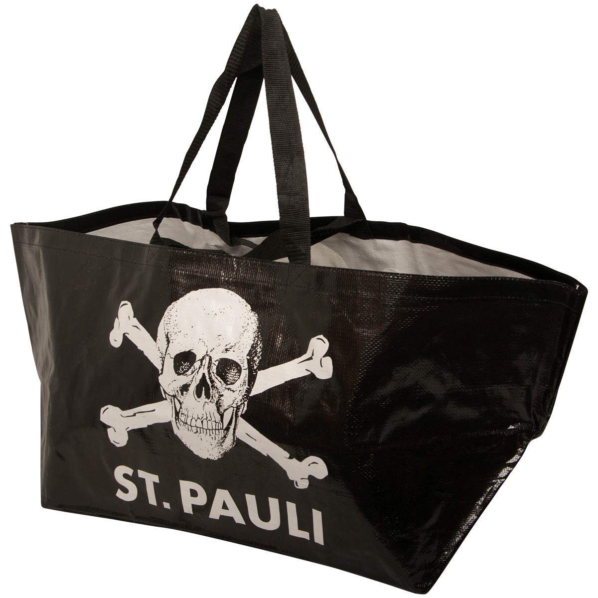 FC St. Pauli Einkaufsset Stoffbeutel Bio Einkaufstasche Recycling Schlüsselanhänger Einkaufschip Schwarz + Fanergy Traubenzucker
