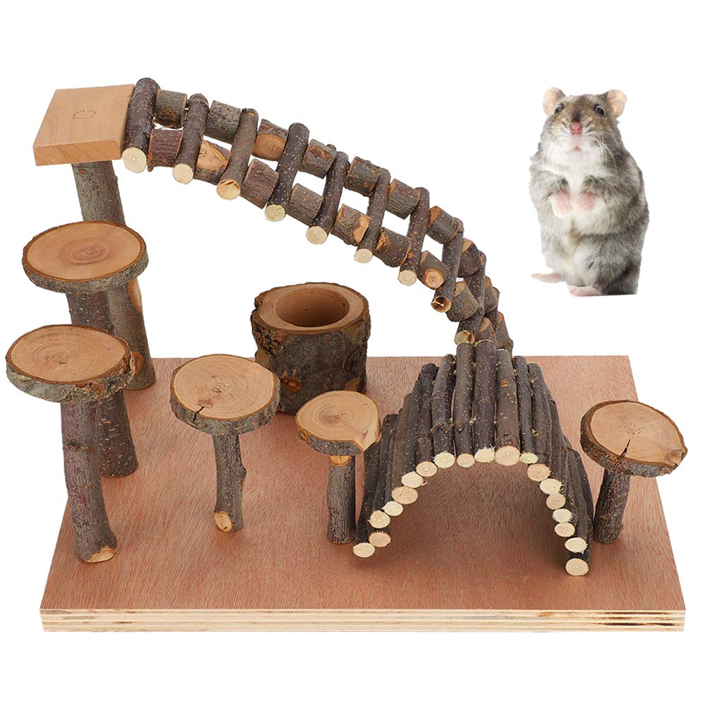 Kleine Haustier-Kletterleiter, natürliches Apfelholz, Fitness-Übungs-Futterspender, Kauspielzeug für Hamster (Apfelholzsäule Typ L)