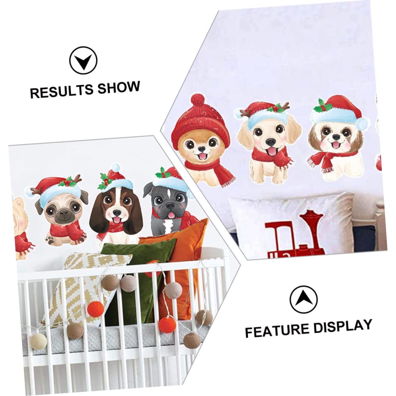 Gatuida 5 Fogli Adesivi Ornamenti Natività Per Albero Di Natale Adesivi Murali Ghirlanda Cartone Animato Cane Natale Finestra Decalcomania Decorazione Finestra Creativo Iridescente