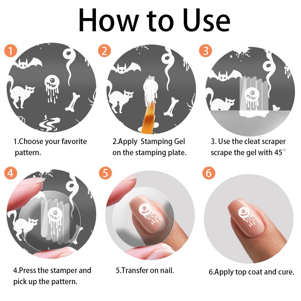 PH PandaHall 5pcs Halloween Nail Stamping Plate - Image 4