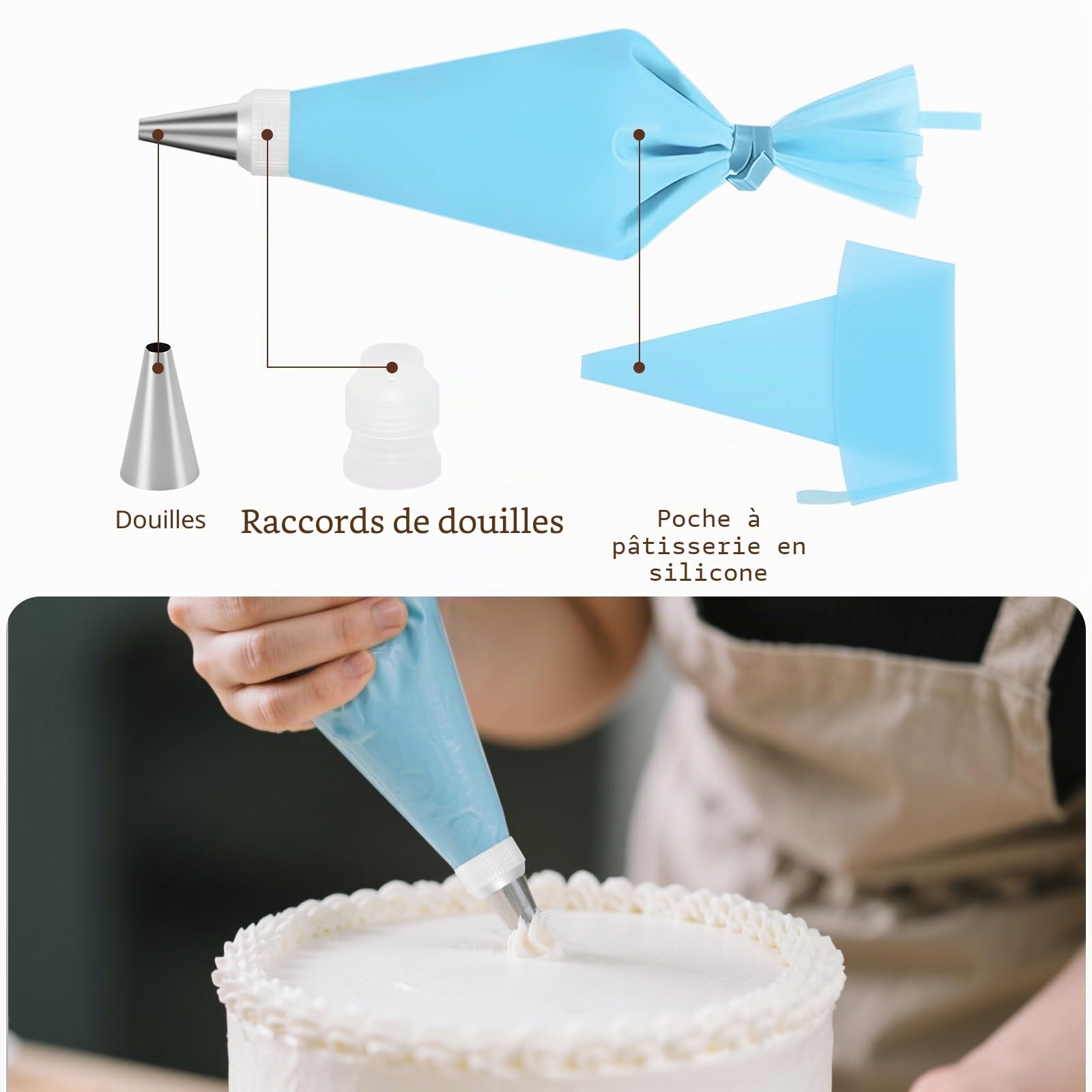 Kit de décoration de gâteau professionnel avec plateau tournant en aluminium, 24 douilles et outils de glaçage, kit de pâtisserie ultime pour débutants et experts