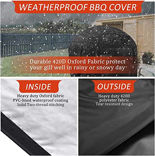 30-Inch Round Smoker Cover, Bbq Grill Cover Kamado Cover Barrel Cover Fit For Smoker Grills Charcoal Grills Kamado Grills Gas Grills Vertical Fire Pit Barrel, Uv Dust Water Resistant, Black #TOP3