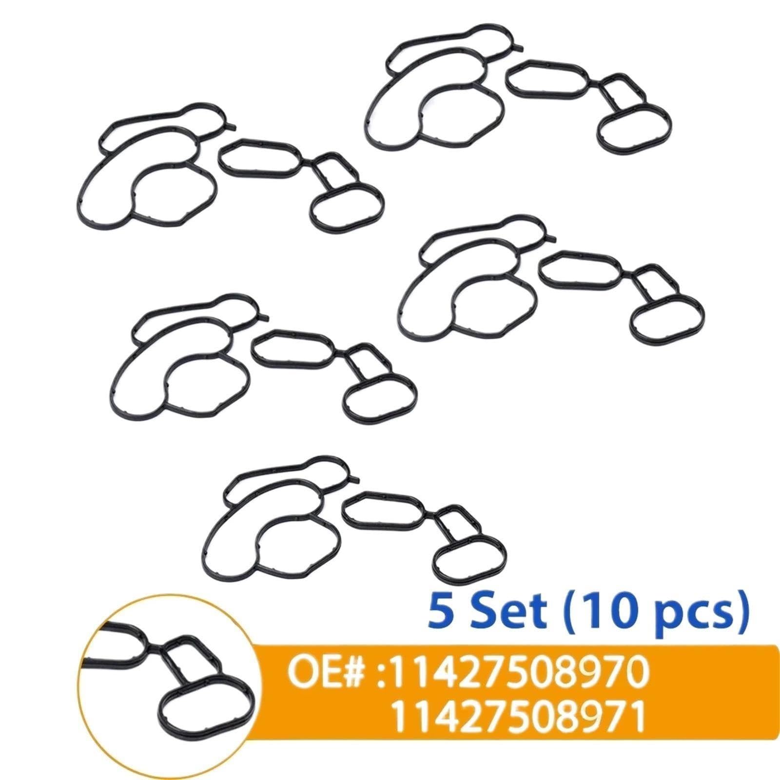 Gasket set oil cooler Do Bmw E81 E87 E46 E90 E60 E83 N45 N43 N42 N46 5 zestawów 11427508970 11427508971 uszczelka obudowy filtra oleju Oil Filter Housing