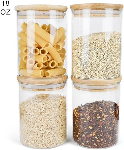 Miniatura 6 de Hakuna Supply - Tarro de almacenamiento de vidrio con tapa decorativa de bambú hermética - Contenedor multiusos para hierbas té dulces Q-Tips etc