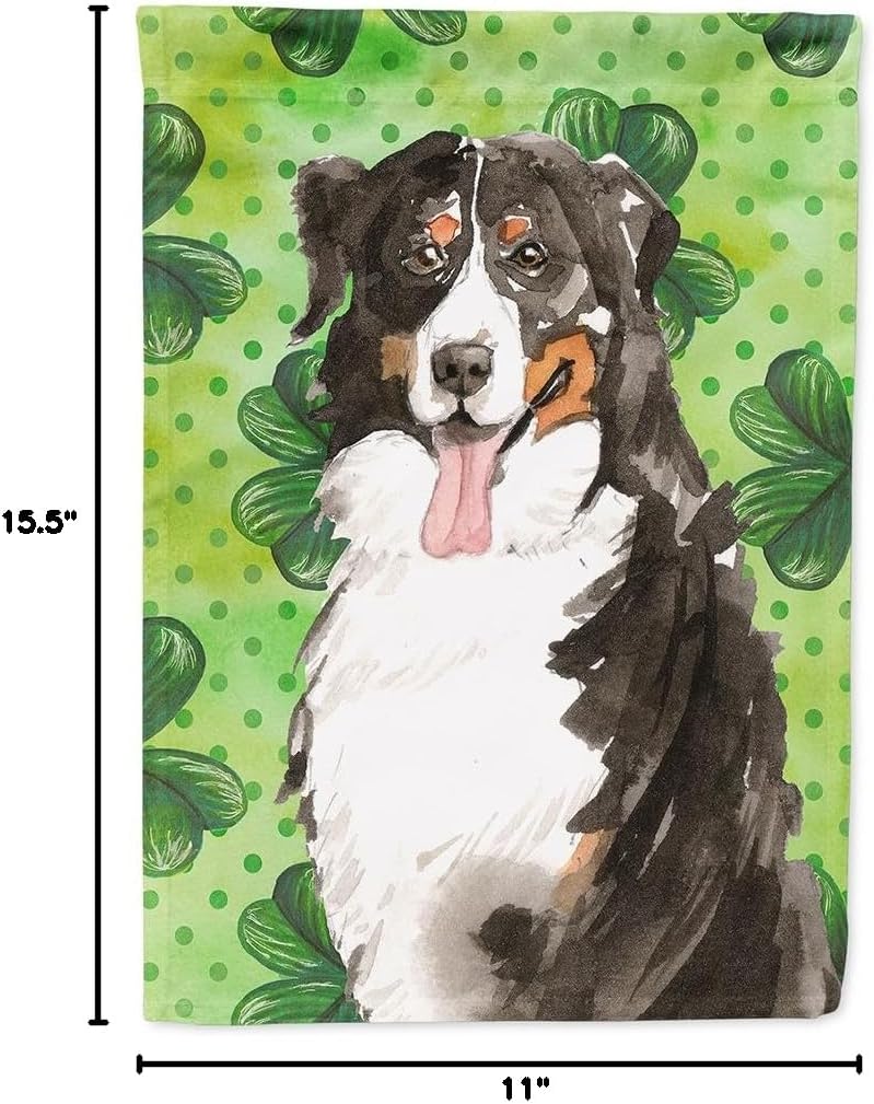 Caroline's Treasures CK1815GF Shamrocks Bernese Mountain Dog Garden Flag Mailbox Flag Decorative Yard Flag Banner Outside Patio Artwork Yard Flower Beds, Garden Size, Multicolor