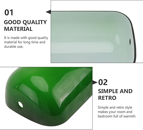 Miniatura 4 de Lurrose Pantalla de cristal verde para lámpara de banqueros de repuesto para banqueros, lámpara de escritorio de banqueros verdes, pantalla de
