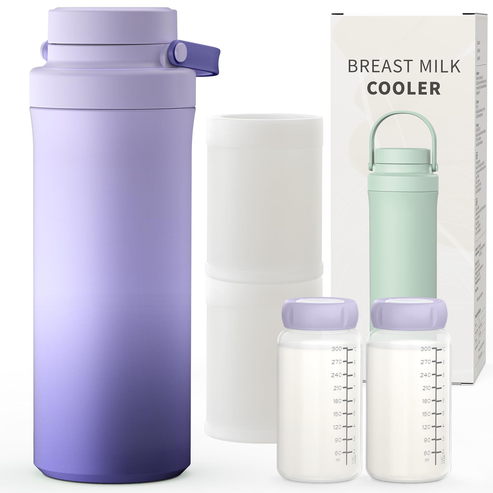 XAPROO 22oz Breast Milk Cooler Bottle, Portable Milk Cooler for Breastmilk with 360°Cooling for 24 Hours, Milk Chiller with 2pcs Baby Bottles,