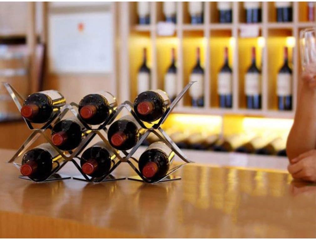 Stainless Steel Wine Rack for 8 Standard-Size Bottles Countertop Free-Standing Wine Bottle Holder (Size:48 * 18 * 23cm)
