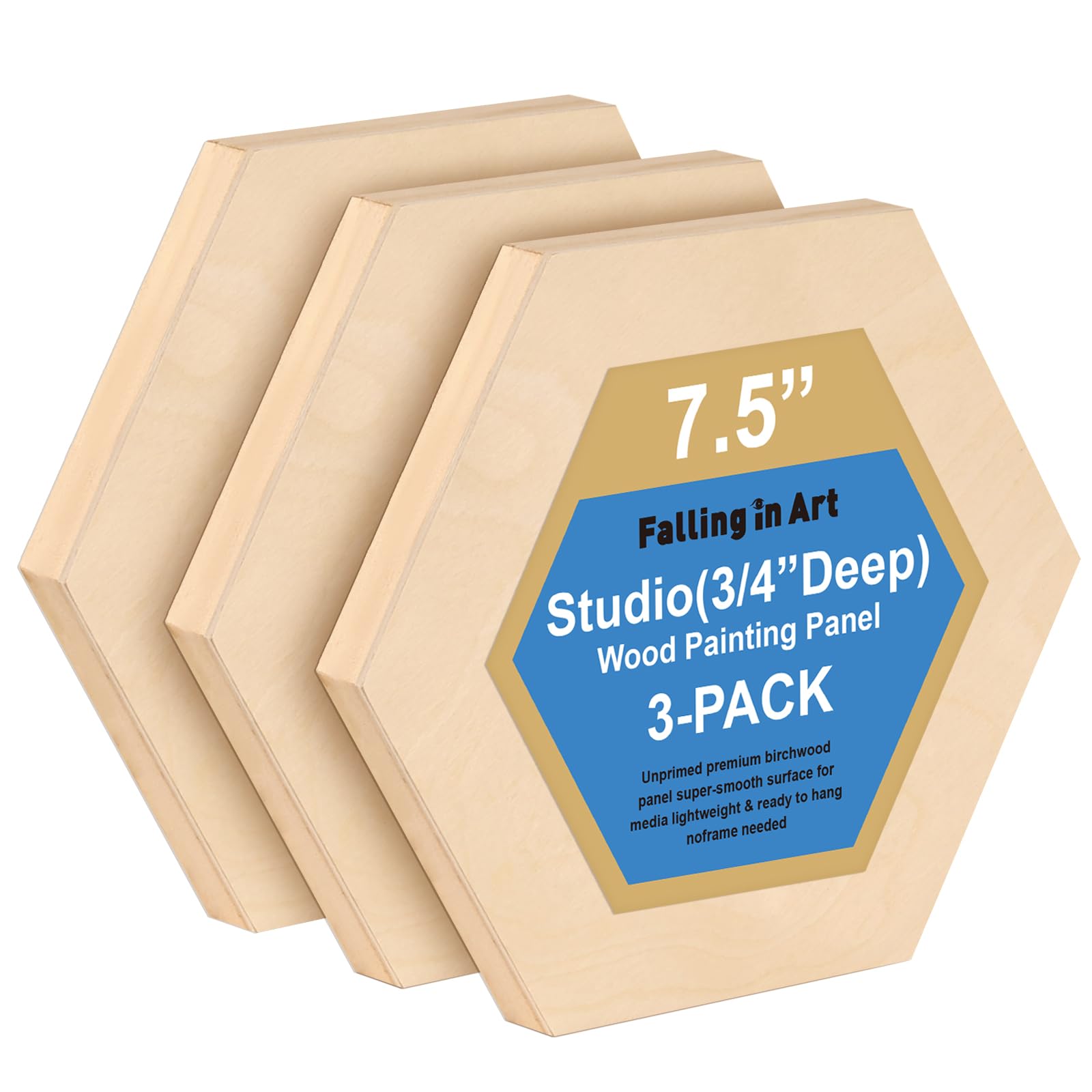 Amazon.co.jp: Falling in Art 7 1/2インチ 木製六角形パネルボード