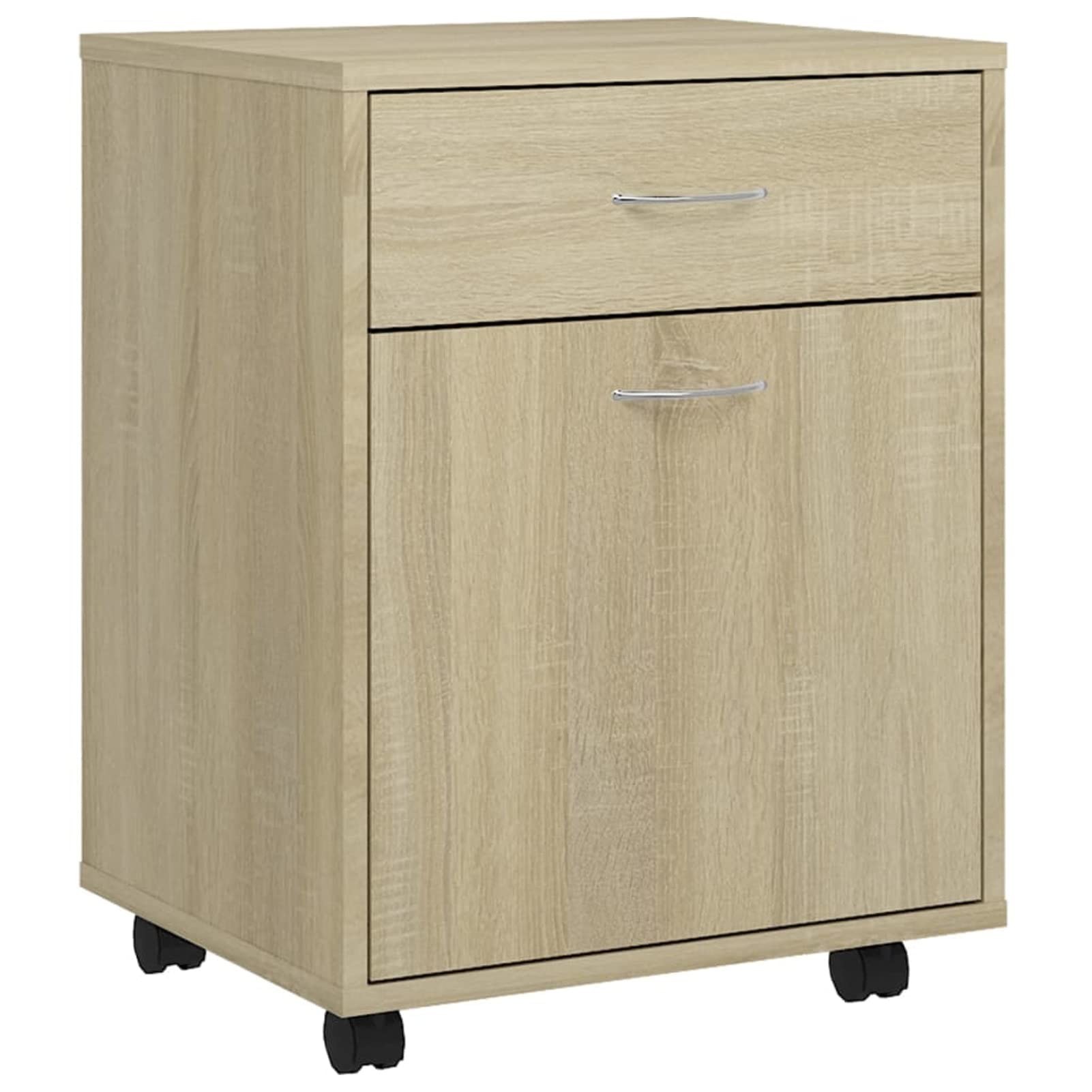 Armadietto con Ruote Rovere Sonoma 45x38x54cm Legno Multistrato,Carrello Porta Stampante,Mobiletto con Ruote,Supporto per Stampante in Legno,Classificatore per Documenti per Studio,Ufficio