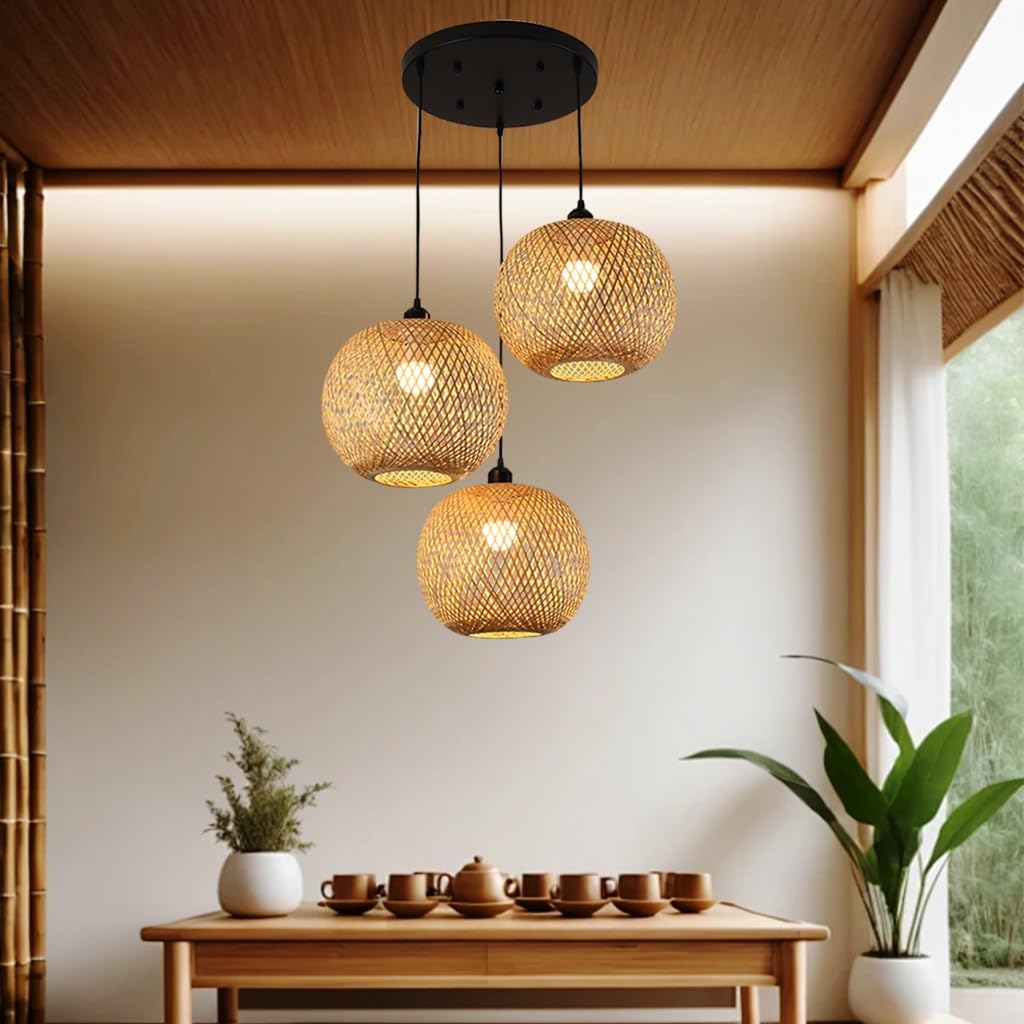 STARZE Handgeweven Lampenkap Rotan Rieten Licht Vintage Balkon Hanglamp