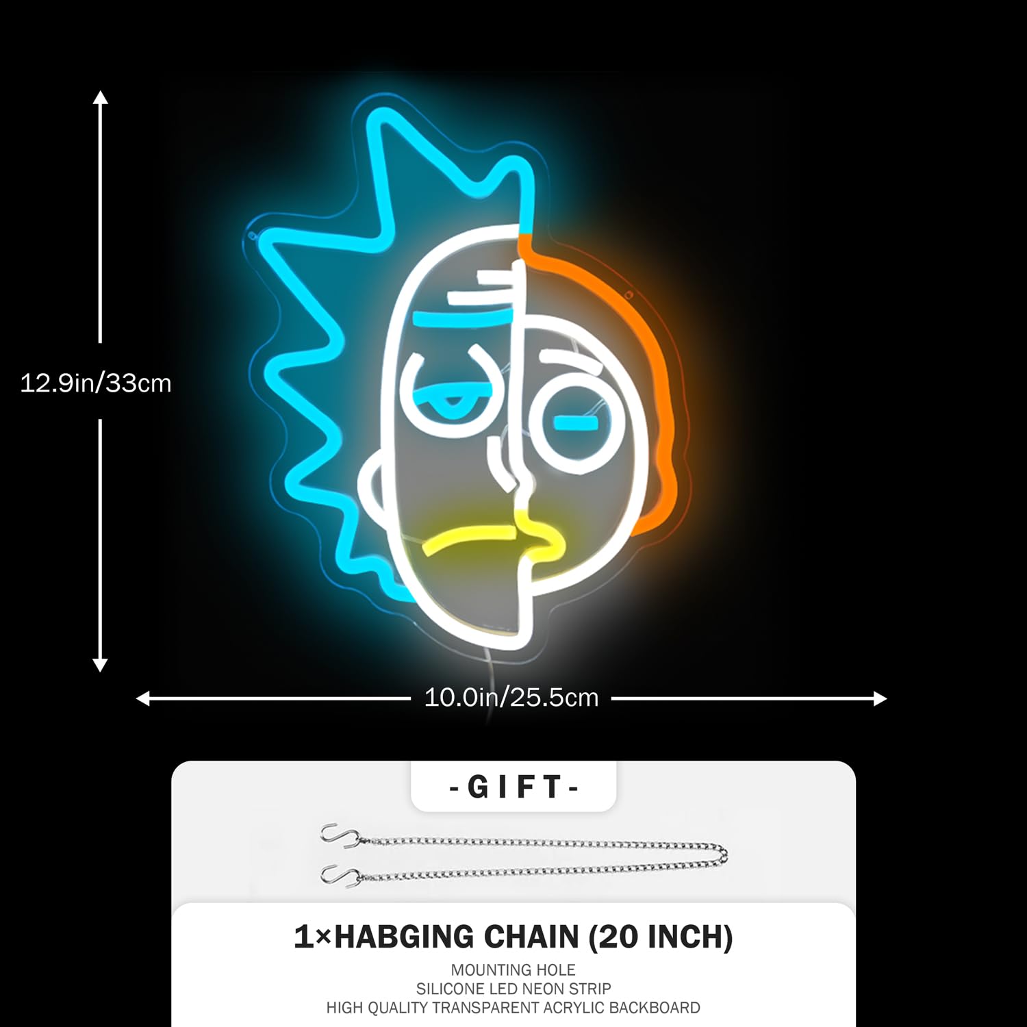 Letrero de neón de anime Rick y Morty, decoración de pared LED regulable, para dormitorio, sala de estar, sala de juegos y oficina en casa