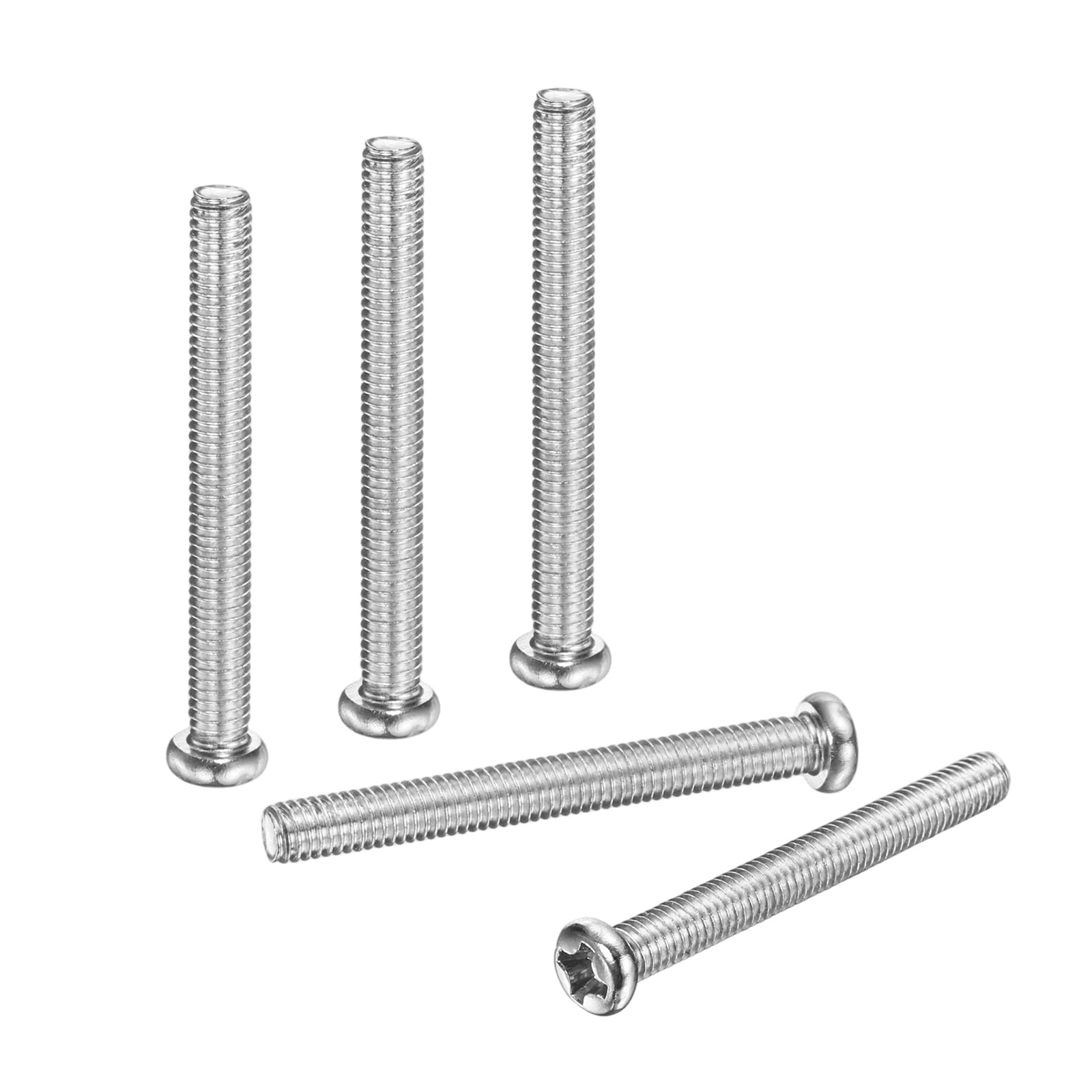 PATIKIL 50 Pcs Pan Head Machine Screws, M3.5 x 30mm (0.6mm Pitch) Phillips Drive Metric 304 Stainless Steel Full Thread Round Head Small Screws Bolts for Cabinet Drawer Furniture Repairs