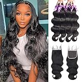 Beaudiva Hair 4 Bundles with Closure(18 20 22 24+18 Free Part) Professional Brazilian Body Wave Hair 100% Unprocessed Virgin Human Hair Bundles with Closure Natural Black Human Hair Extensions