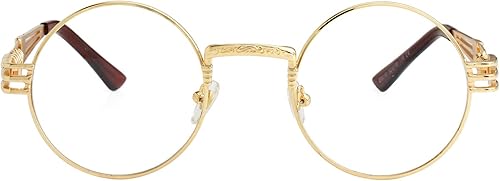 Miniatura 4 de Kursan Gafas de sol redondas para mujeres y hombres, gafas hippie retro con marco de metal, gafas de sol con protección UV 400