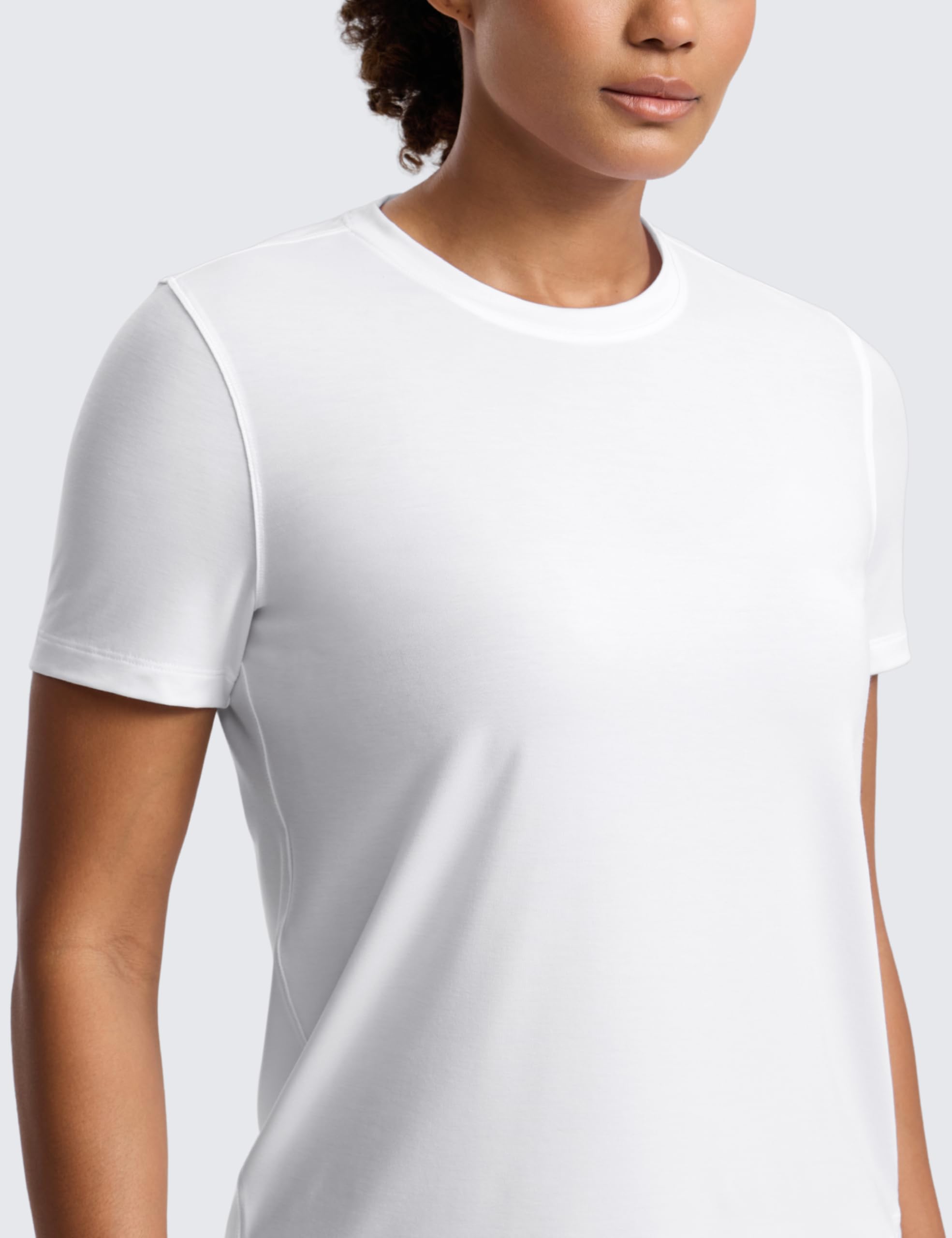 CRZ YOGA Quick Dry Workout Tops for Women Hip Length - Athletic Running Gym Yoga Short Sleeve Shirts Crewneck Basic Tees — view 4