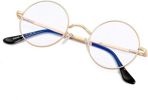 Miniatura 4 de EYLRIM Gafas redondas con bloqueo de luz azul para mujeres y hombres, lentes transparentes con marco de metal, sin receta