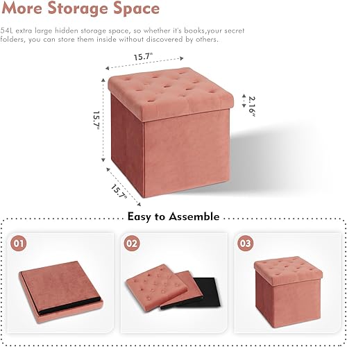 Miniatura 16 de B FSOBEIIALAO Otomano plegable para almacenamiento, banco largo para zapatos, reposa pie de franela, asiento, de 31.5 x 15.7 x 15.7 pulgadas.,