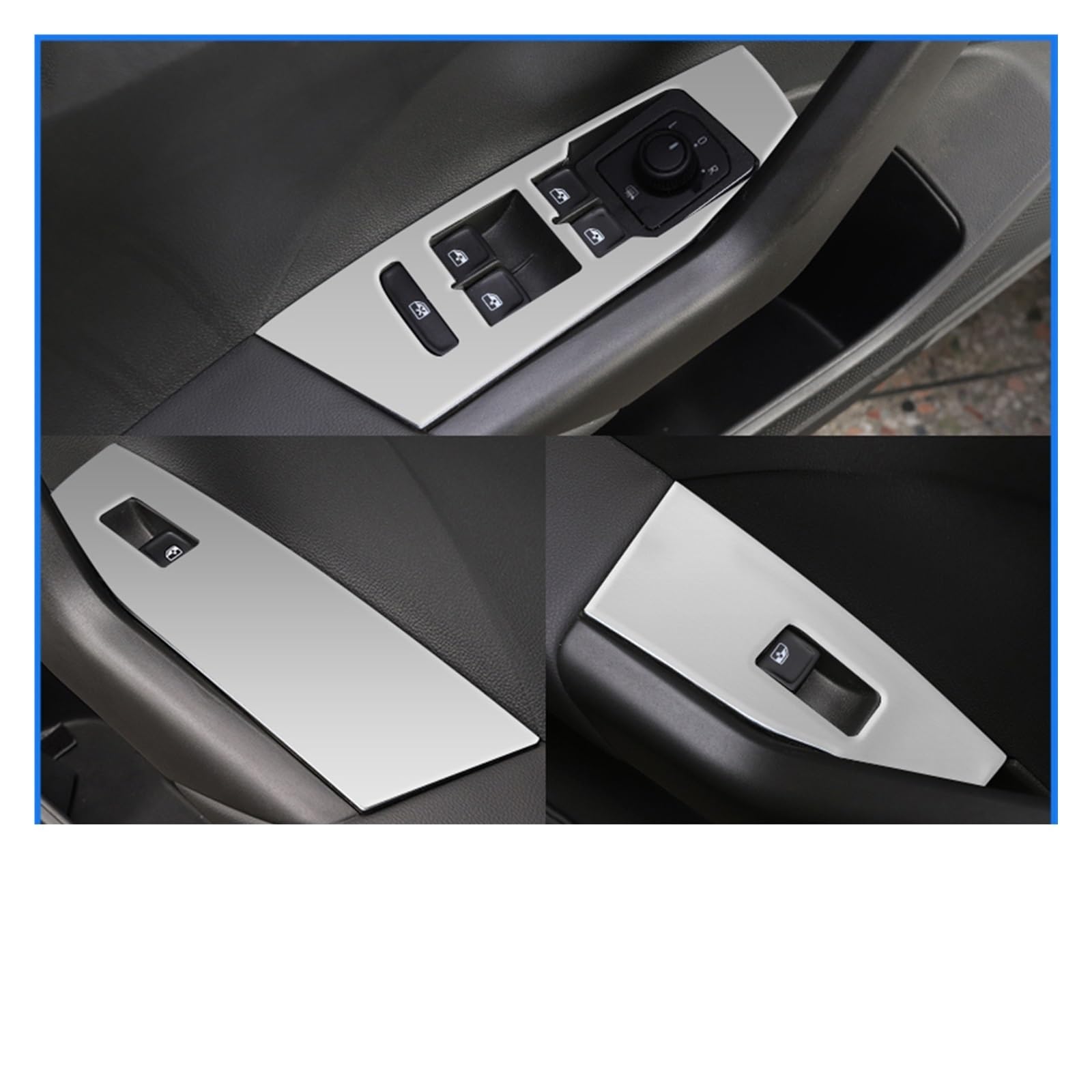for VW for T-Cross for Tcross 2019 2020 2021 2022 LHD Car Window Switch Panel Adjust Cover Trim Stickers Strips Garnish Decoration Car Trim Interior(Silver Matte)