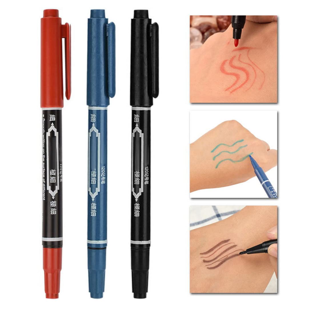 Skin Marker Pen 3-Pack Waterproof Tattoo Marker Pens Fine Tip