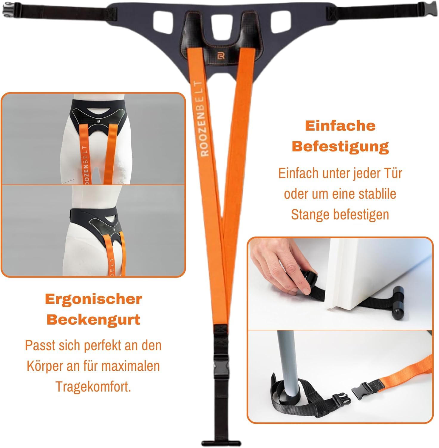 ROOZENBELT Rückenstrecker-Gurt | Wirbelsäule & Bandscheiben in 5 Min. täglich entlasten | bei Ischias, Hexenschuss & Verspannungen | von Physiotherapeut entwickelt | Strong (ab 65 kg)