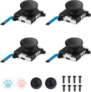 JAOYSTII Joycon Joystick Replacement 4-Pack for Nintendo Switch, Lite & OLED - Anti-Drift Left/Right Analog Thumbsticks with Grips & Screws