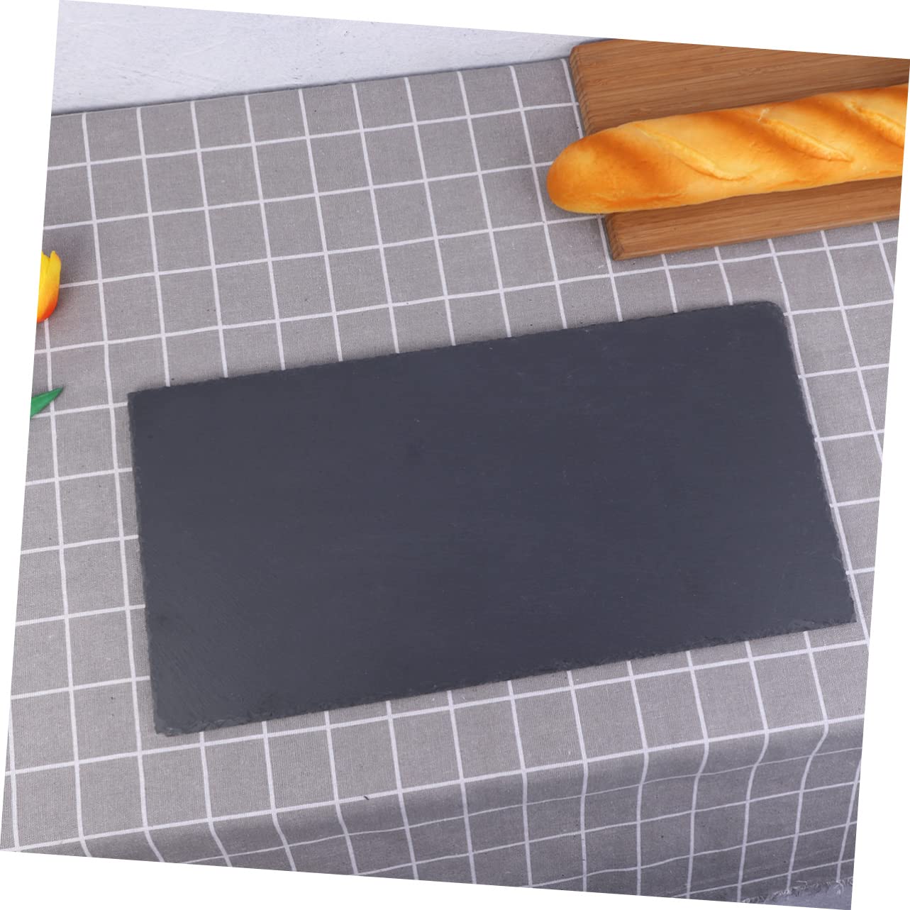 TOPBATHY Plato Rectangular de Piedra Natural 40x20cm para Servir | Bandeja para Fruta y Sushi, Formato Largo, Almacenamiento Sencillo, Acabado Atractivo